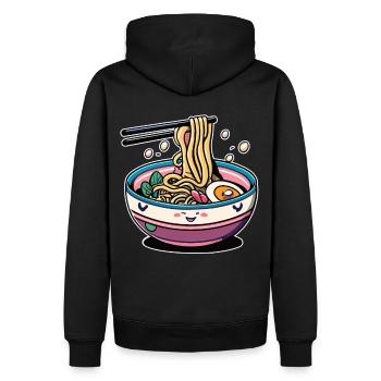 Ramenliebe in Kawaii: Japanische Ramen Grafik - Männer Premium Bio Hoodie - Schwarz - Hinten - Nico (187cm)