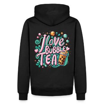 Bubble Tea - Célébrez votre amour pour le thé à bulles - Sweat à capuche Premium bio Homme - noir - Dos - Nico (187cm)