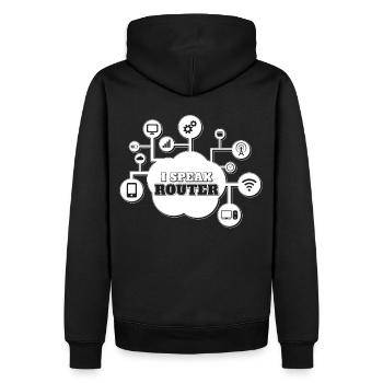 I Speak Router Networking Cloud Network Engineer - Männer Premium Bio Hoodie - Schwarz - Hinten - Nico (187cm)