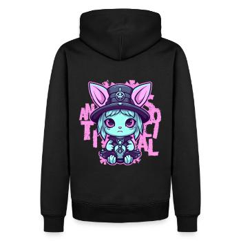 Antisocial Kawaii Pastel Goth Cat Gothic Menhera - Männer Premium Bio Hoodie - Schwarz - Hinten - Nico (187cm)
