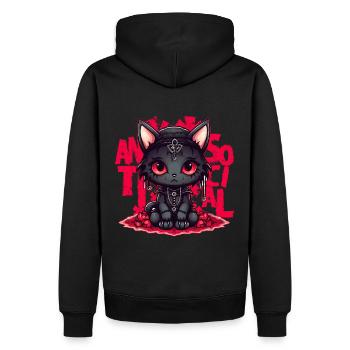 Kawaii Anime Gothic Cat Antisocial Introvert Menhe - Männer Premium Bio Hoodie - Schwarz - Hinten - Nico (187cm)