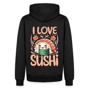 Süße Sushi Freude - Für Sushi-Liebhaber mit Herz - Männer Premium Bio Hoodie - Schwarz - Hinten - Nico (187cm)