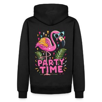 Fête exotique avec flamants roses - Party Time - Sweat à capuche Premium bio Homme - noir - Dos - Nico (187cm)