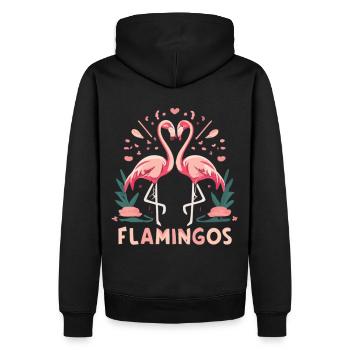 Trust and Affection - Flamingos of Love - Men’s Premium Organic Hoodie - black - Back - Nico (187cm)