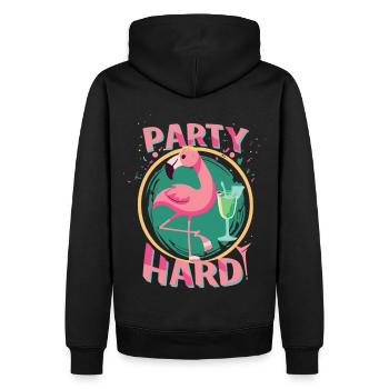 Party Flamingo Flair - Spaß, Freiheit, Feierlaune - Männer Premium Bio Hoodie - Schwarz - Hinten - Nico (187cm)