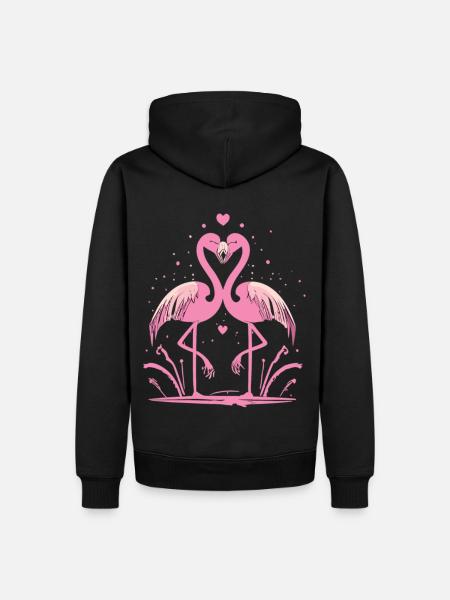 Flamingo Connection - Pour toujours ensemble - Sweat à capuche Premium bio Homme - noir
