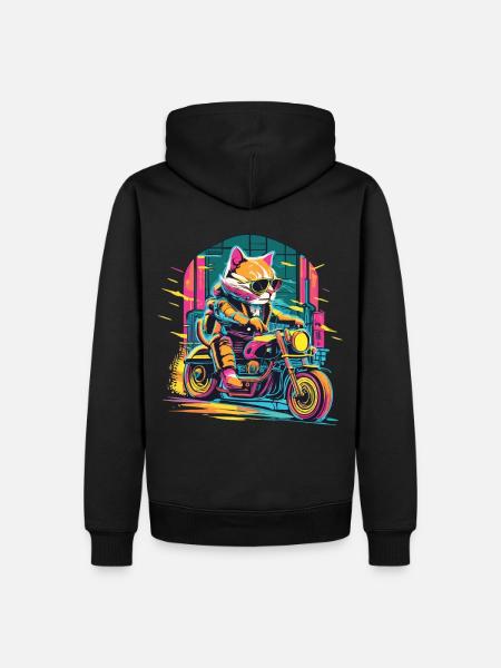 Roulez avec Paws - Cat power sur le vélo - Sweat à capuche Premium bio Homme - noir