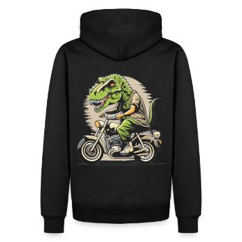 T-Rex conduit une moto - Sweat à capuche Premium bio Homme - noir - Dos - Nico (187cm)