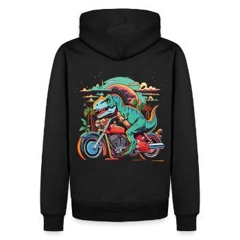T-Rex conduit une moto - Sweat à capuche Premium bio Homme - noir - Dos - Nico (187cm)