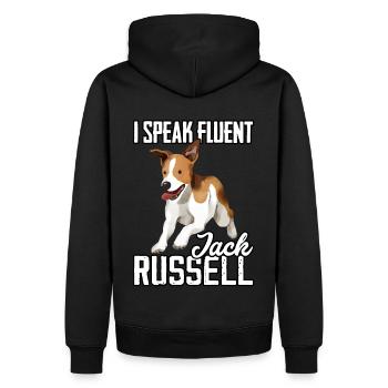 I speak fluent Jack Russell - Männer Premium Bio Hoodie - Schwarz - Hinten - Nico (187cm)