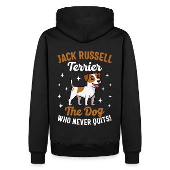 Jack Russell Terrier, le chien qui n’abandonne jamais - Sweat à capuche Premium bio Homme - noir - Dos - Nico (187cm)