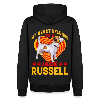 My Heart belongs to a Jack Russell - Männer Premium Bio Hoodie - Schwarz - Hinten - Nico (187cm)