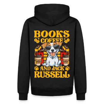 Books Coffee and Jack Russell - Männer Premium Bio Hoodie - Schwarz - Hinten - Nico (187cm)