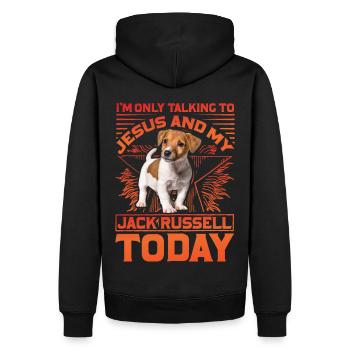 I'm only talking to Jesus and my Jack Russell - Männer Premium Bio Hoodie - Schwarz - Hinten - Nico (187cm)