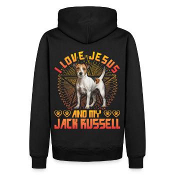 I love Jesus and my Jack Russell - Männer Premium Bio Hoodie - Schwarz - Hinten - Nico (187cm)