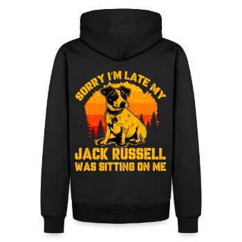 Désolé, je suis en retard, mon Jack Russell était assis sur moi - Sweat à capuche Premium bio Homme - noir - Dos - Nico (187cm)