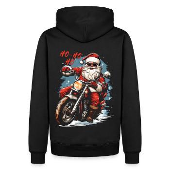 Motard Père Noël Père Noël Moto - Sweat à capuche Premium bio Homme - noir - Dos - Nico (187cm)