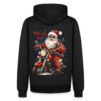 Motard Père Noël Père Noël Moto - Sweat à capuche Premium bio Homme - noir - Dos - Nico (187cm)