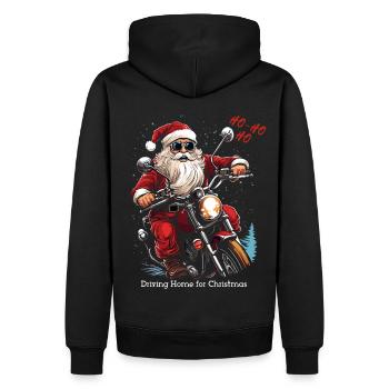 Motorradfahrer Santa Weihnachtsmann Motorrad - Männer Premium Bio Hoodie - Schwarz - Hinten - Nico (187cm)