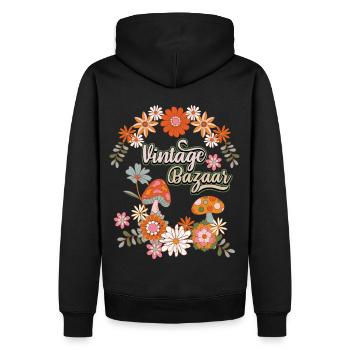 Flower Power Design des années 1970, 70 ' s Floral - Sweat à capuche Premium bio Homme - noir - Dos - Nico (187cm)