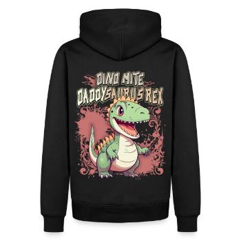 Fête des pères, dicton Kawaii Dino, papa dinosaure - Sweat à capuche Premium bio Homme - noir - Dos - Nico (187cm)
