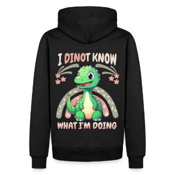 Lustiger Dinosaurier Spruch, Baby Dino, Regenbogen - Männer Premium Bio Hoodie - Schwarz - Hinten - Nico (187cm)