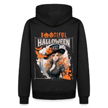 Gothic Halloween Hexe, Spruch Bootiful - Männer Premium Bio Hoodie - Schwarz - Hinten - Nico (187cm)