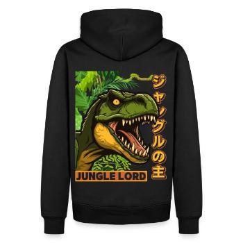 Vintage Dinosaurier, Spruch Jungle Lord Comic Stil - Männer Premium Bio Hoodie - Schwarz - Hinten - Nico (187cm)