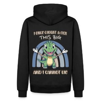 Dino, Pêcheur, Pêche, Drôle, Bande dessinée, Dinosaure - Sweat à capuche Premium bio Homme - noir - Dos - Nico (187cm)
