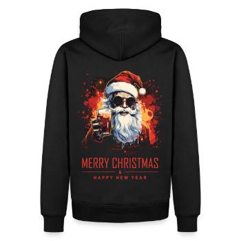 Drôle de Père Noël Le Père Noël boit de l’alcool - Sweat à capuche Premium bio Homme - noir - Dos - Nico (187cm)
