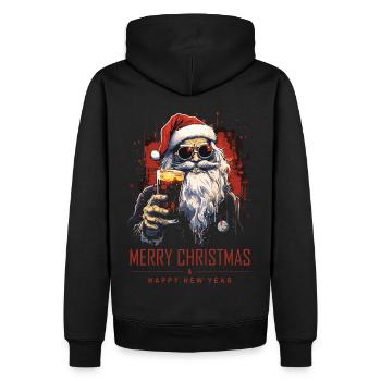 Drôle de Père Noël Le Père Noël boit de l’alcool - Sweat à capuche Premium bio Homme - noir - Dos - Nico (187cm)