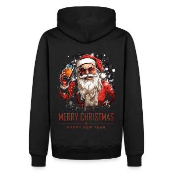 Drôle de Père Noël Le Père Noël boit de l’alcool - Sweat à capuche Premium bio Homme - noir - Dos - Nico (187cm)