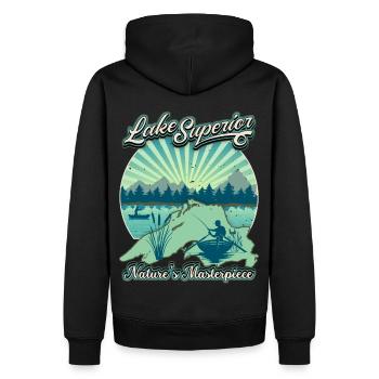 Lac Supérieur pêcheur, pêche rétro Vintage dicton - Sweat à capuche Premium bio Homme - noir - Dos - Nico (187cm)