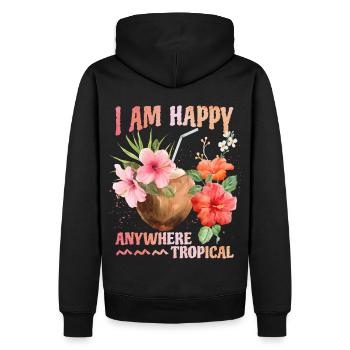 Kokonuss Cocktail, Hibiskus, Tropen Südsee, Spruch - Männer Premium Bio Hoodie - Schwarz - Hinten - Nico (187cm)