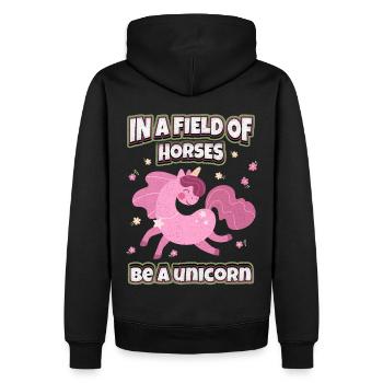 Lustiger Einhorn-Spruch, rosa Einhorn-Unicorn - Männer Premium Bio Hoodie - Schwarz - Hinten - Nico (187cm)