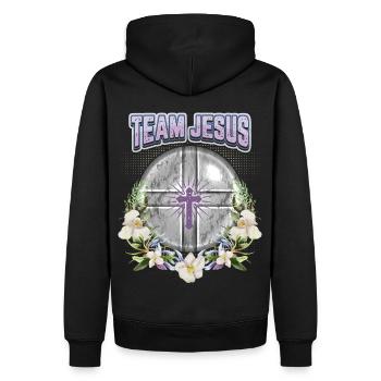 Jésus-Christ disant Vintage orchidées équipe Jésus - Sweat à capuche Premium bio Homme - noir - Dos - Nico (187cm)