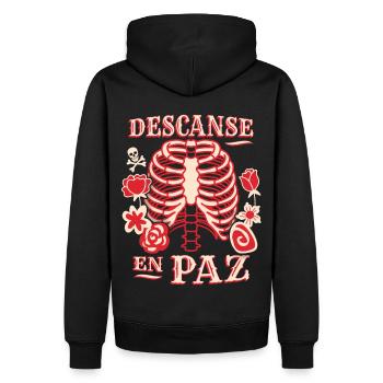 squelette, cage thoracique, drôle de dire repose-en-paix - Sweat à capuche Premium bio Homme - noir - Dos - Nico (187cm)