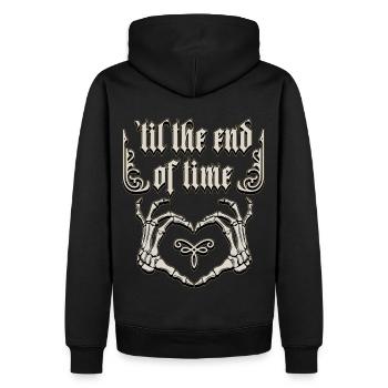 Gothic Liebe, Spruch mit Knochenhänden, Skelett - Männer Premium Bio Hoodie - Schwarz - Hinten - Nico (187cm)