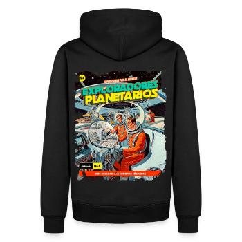 Comic, Comicstrip, 50er Jahre, Weltraum Abenteuer - Männer Premium Bio Hoodie - Schwarz - Hinten - Nico (187cm)