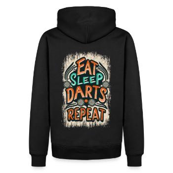 Eat Sleep Darts Repeat Dart Spruch - Männer Premium Bio Hoodie - Schwarz - Hinten - Nico (187cm)