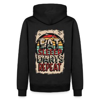 Eat Sleep Darts Repeat Dart Spruch - Männer Premium Bio Hoodie - Schwarz - Hinten - Nico (187cm)