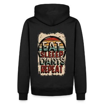 Eat Sleep Darts Repeat Dart Spruch - Männer Premium Bio Hoodie - Schwarz - Hinten - Nico (187cm)