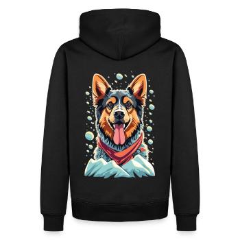 Noël berger enneigé avec votre berger allemand - Sweat à capuche Premium bio Homme - noir - Dos - Nico (187cm)