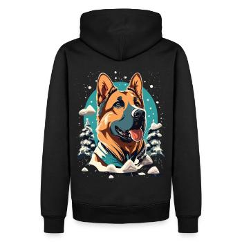 Merry Paws - Noël avec le berger allemand - Sweat à capuche Premium bio Homme - noir - Dos - Nico (187cm)