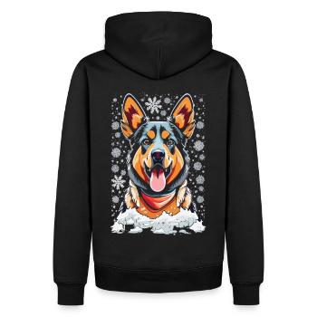 Schäferhund im Schnee - Das Weihnachtsgeschenk - Männer Premium Bio Hoodie - Schwarz - Hinten - Nico (187cm)