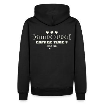 Game Over Coffee Time Funny Gaming Quote - Männer Premium Bio Hoodie - Schwarz - Hinten - Nico (187cm)