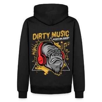 Drôle de singe gorille avec des écouteurs, musique sale - Sweat à capuche Premium bio Homme - noir - Dos - Nico (187cm)