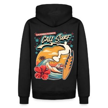 Surfeur californien, surf, planche de surf Vintage - Sweat à capuche Premium bio Homme - noir - Dos - Nico (187cm)