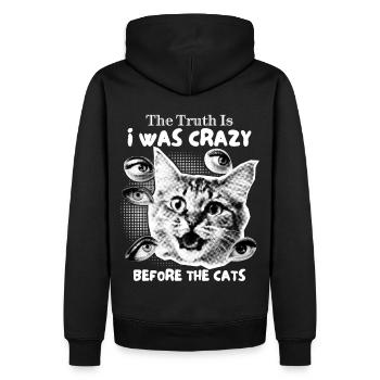 Collage de chat fou, chats drôles disant - Sweat à capuche Premium bio Homme - noir - Dos - Nico (187cm)