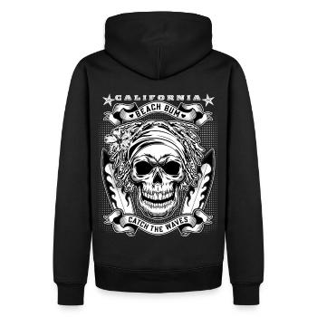 California Skull Surfer, Surfer avec une planche de surf - Sweat à capuche Premium bio Homme - noir - Dos - Nico (187cm)